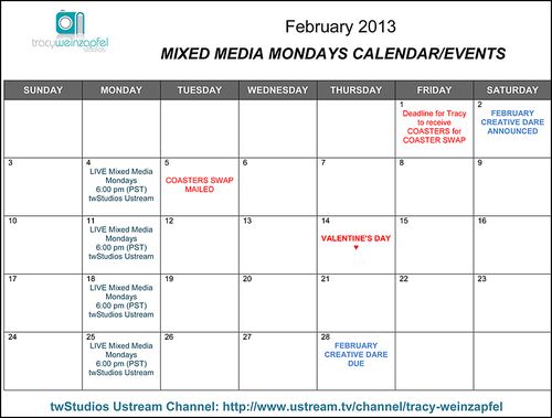 Mixed Media Mondays – February 2013 NEW SPONSOR!
