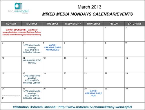 Mixed Media Mondays March 2013 Calendar