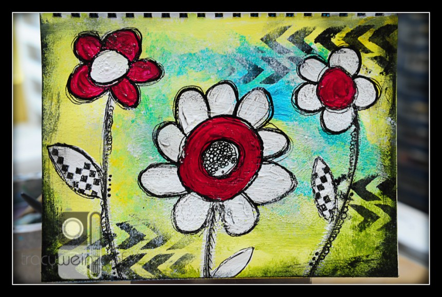 Floral Art Journal Page with DecoArt Mixed Media