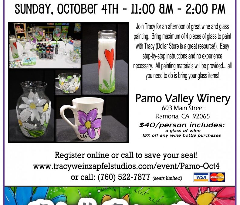 Glass Painting at Pamo Valley Winery with Tracy!
