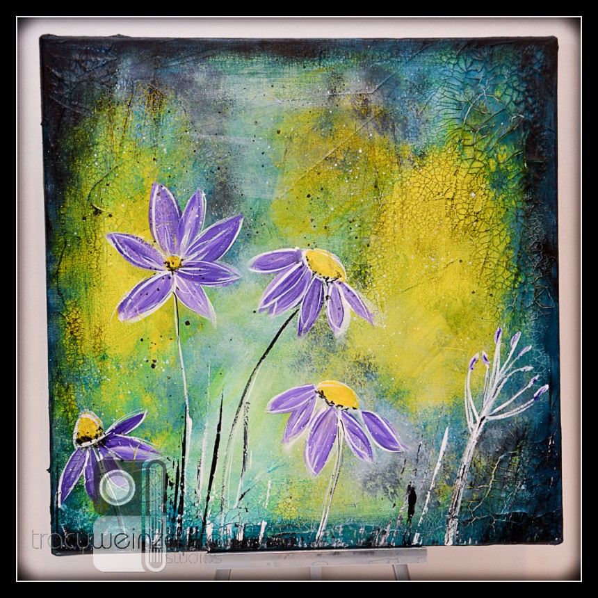 Mixed Media Monday 9/28/15 - Purple Flowers - Tracy Weinzapfel Studios