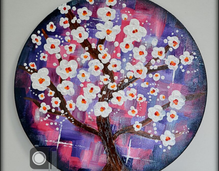 Tree of Blossoms Round Canvas