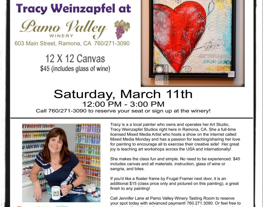 March 11th – Heart Canvas Class at Pamo Winery!