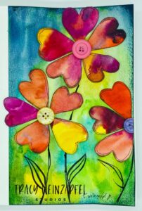 Watercolor 3D Heart Flowers 
