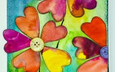 Watercolor 3D Heart Flowers Art Journal