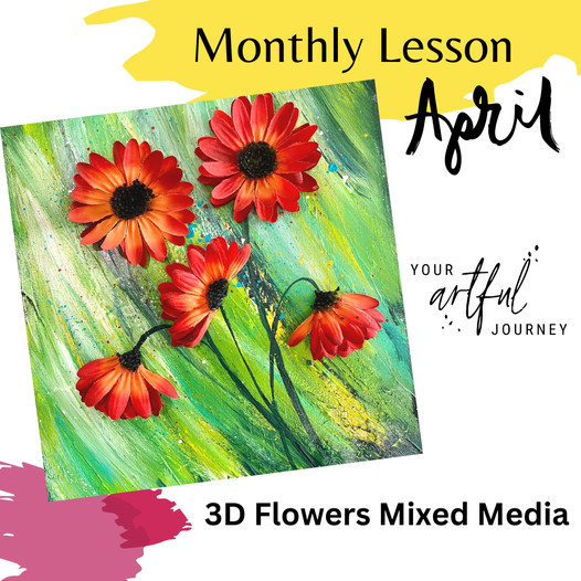 3d flowers mixed media piece in online creative membership