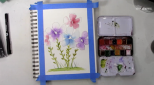 add grass, leaves, and stems to your watercolor flowers