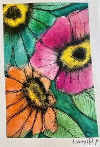 poppies watercolor art piece