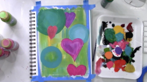 painting different shapes in art journal