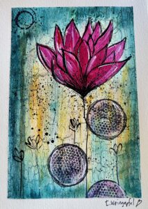 mixed media art tutorial with lotus flower