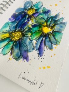 watercolor flowers in art journal