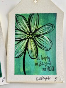 flower and stamped mixed media art piece