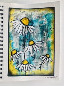 mixed media daisy art 