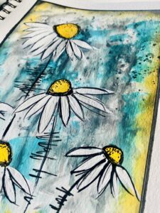 daisy flower mixed media art journal page
