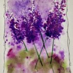 lilac flowers made with watercolor and acrylic paint