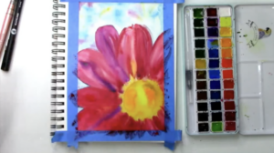 painting a watercolor flower