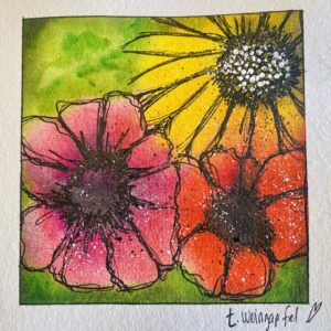 bright flower watercolor art
