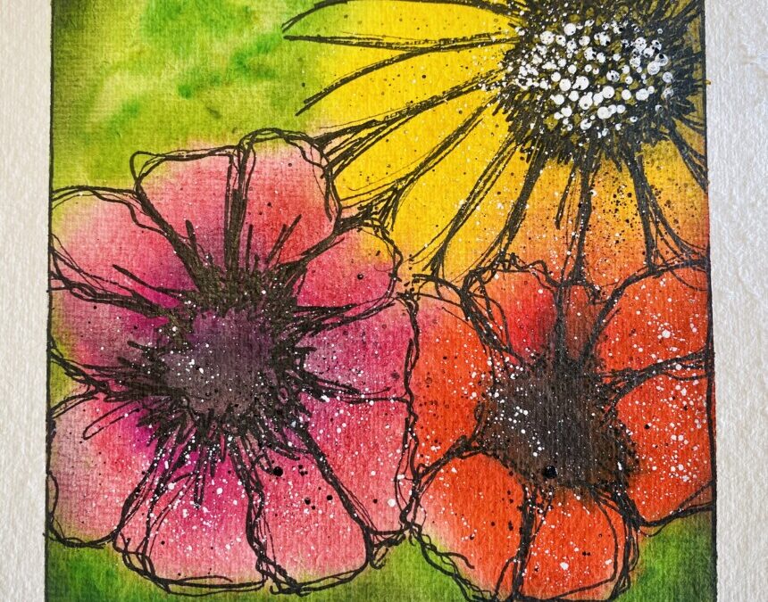 bright flower watercolor art