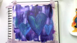 background with mixed media hearts