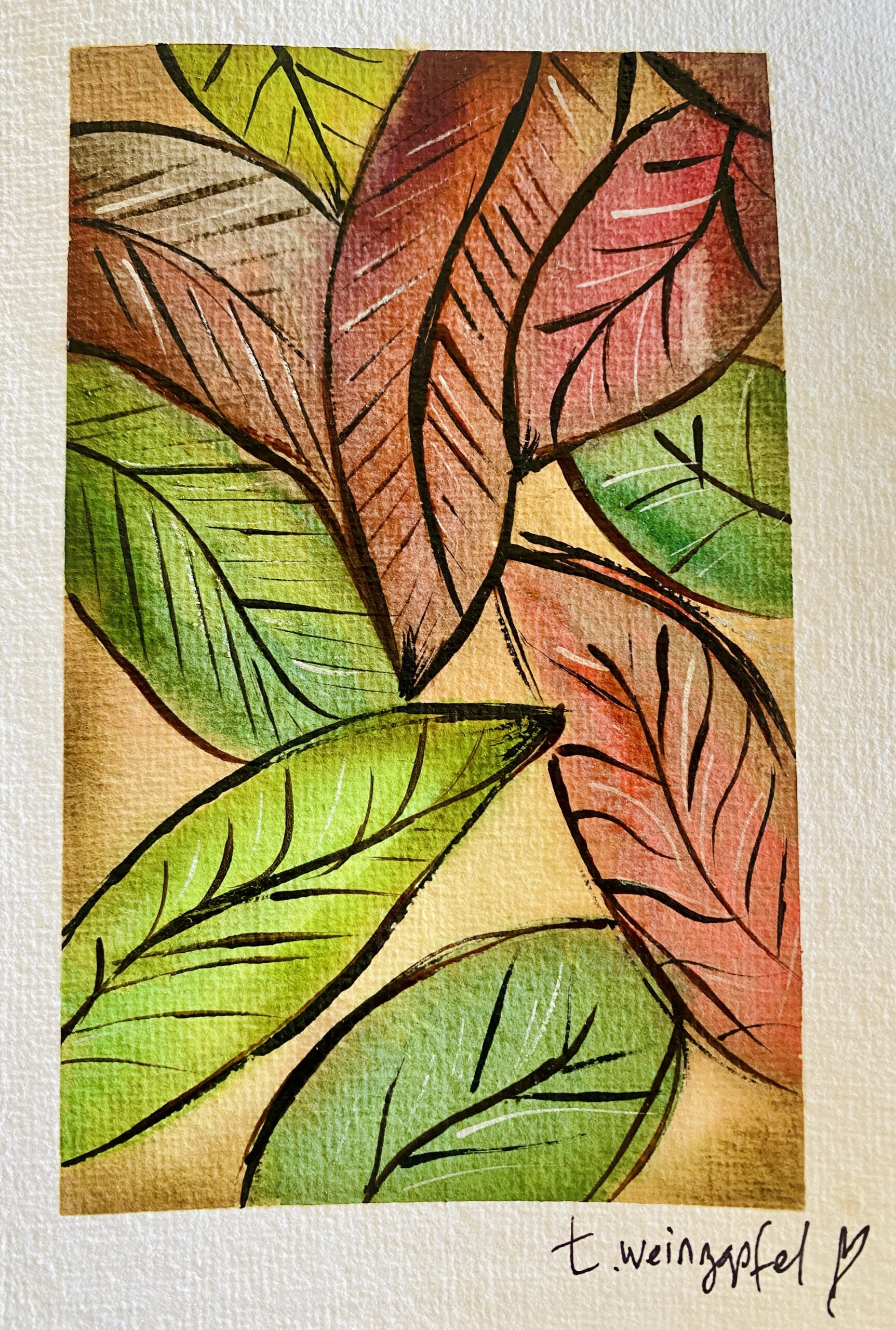 leaves watercolor art