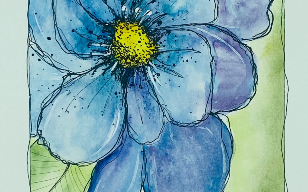 Blue Flower Watercolor Art Tutorial