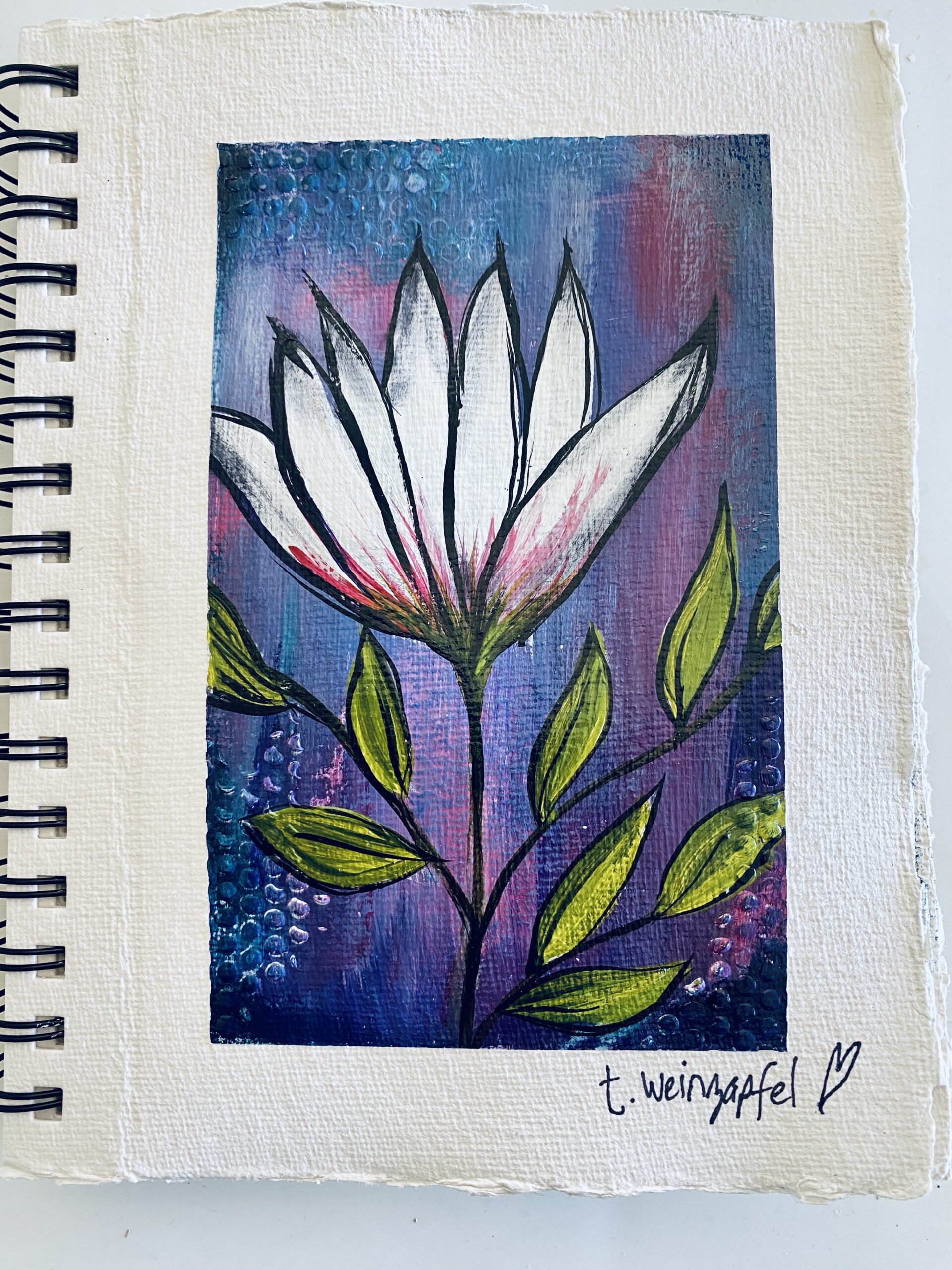 finished flower art journal page