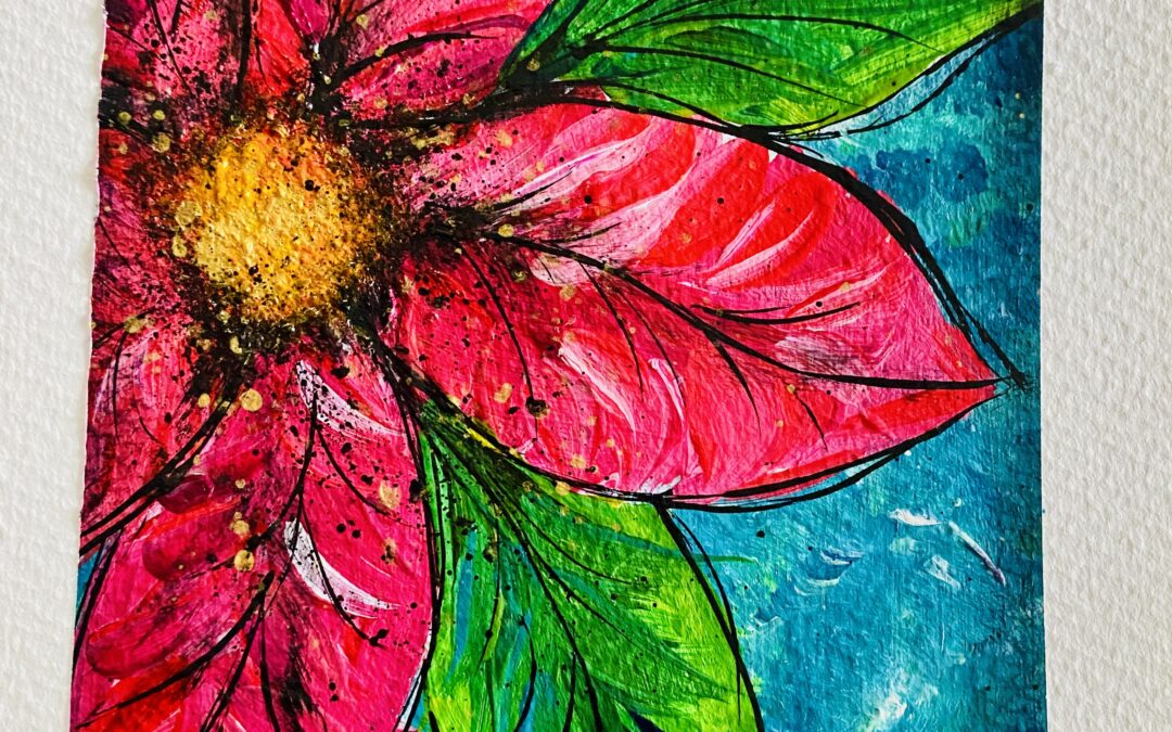 poinsettia flower art journal page