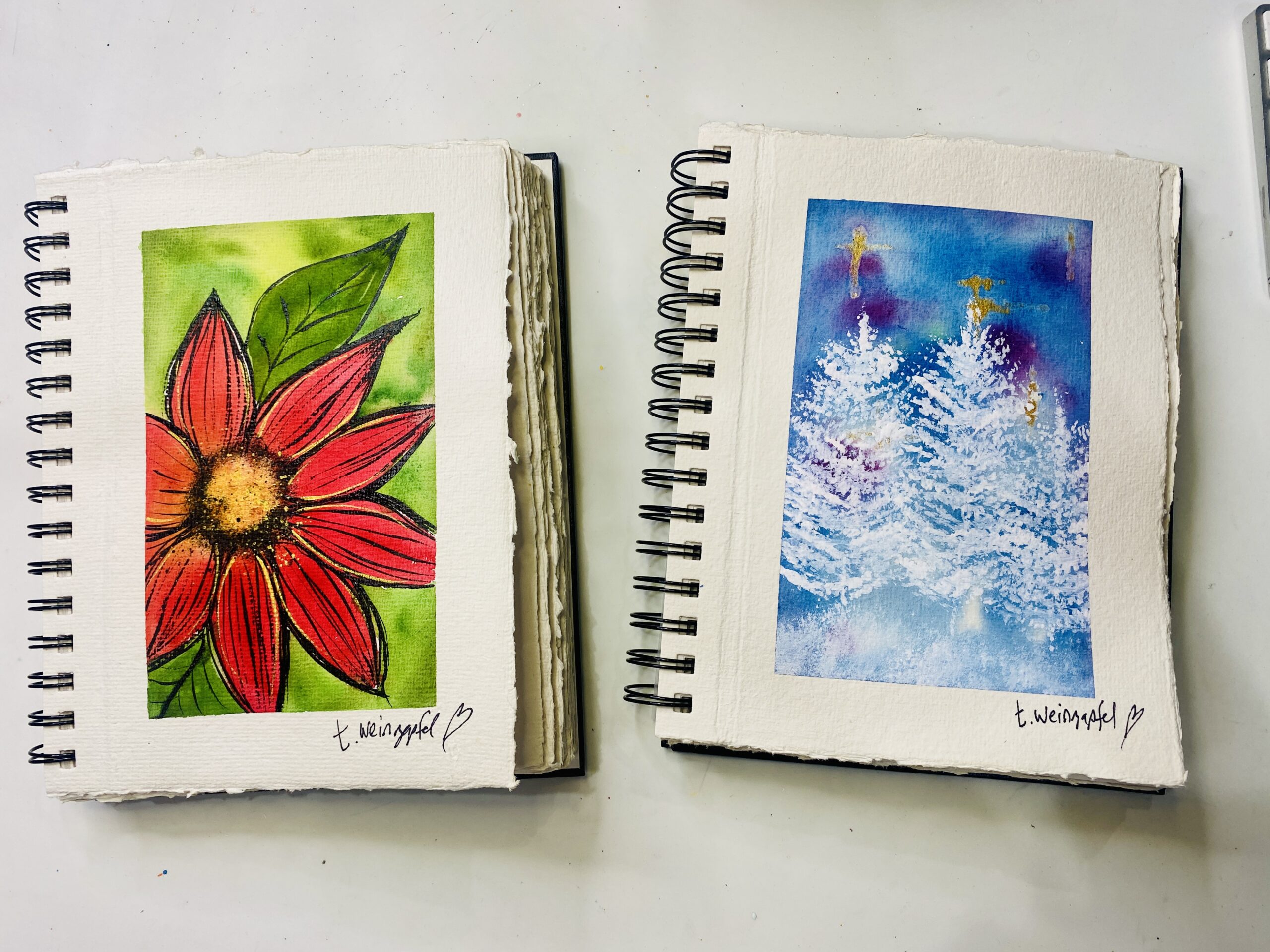 finished art journal pages