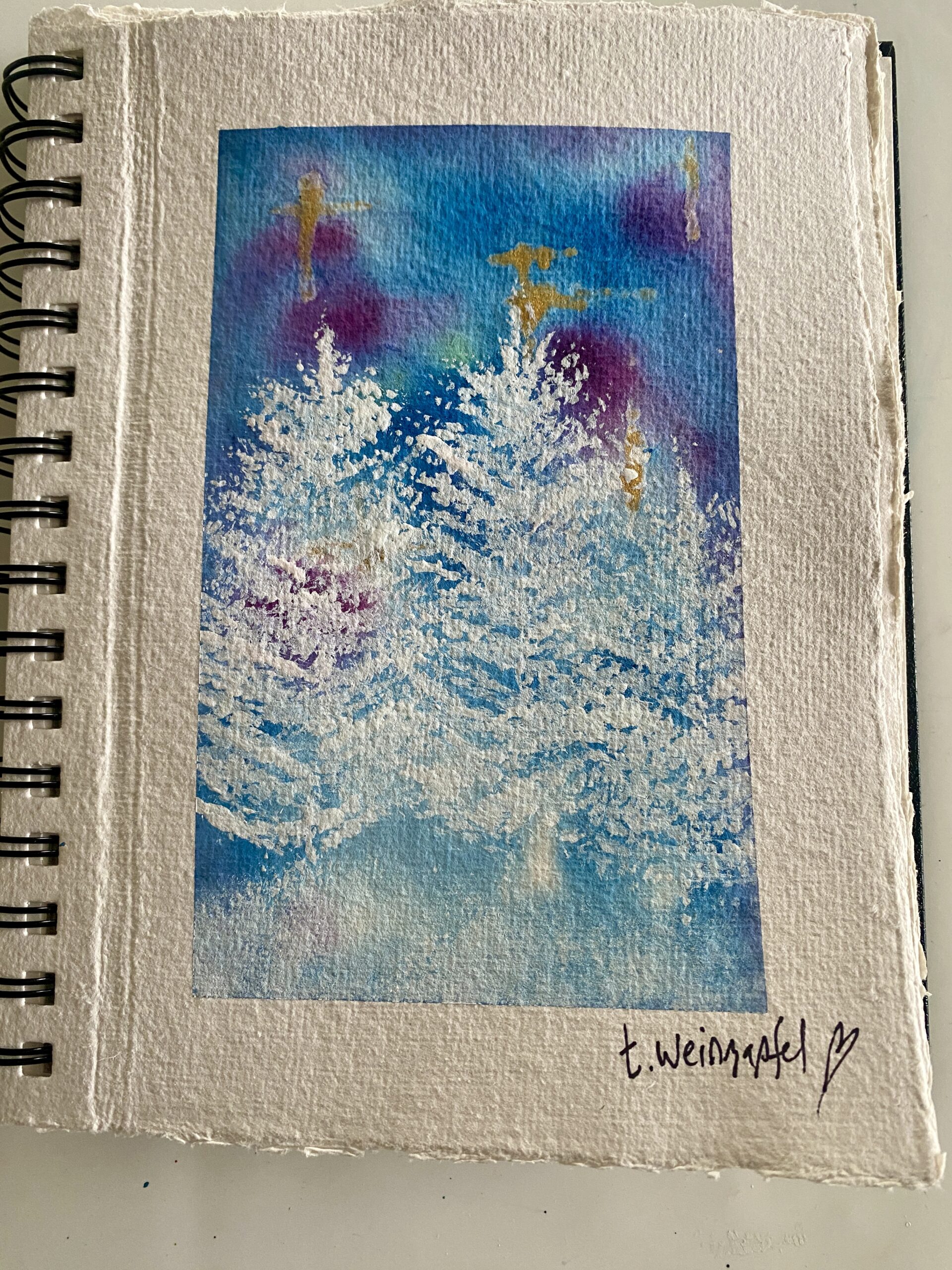 winter trees watercolor art