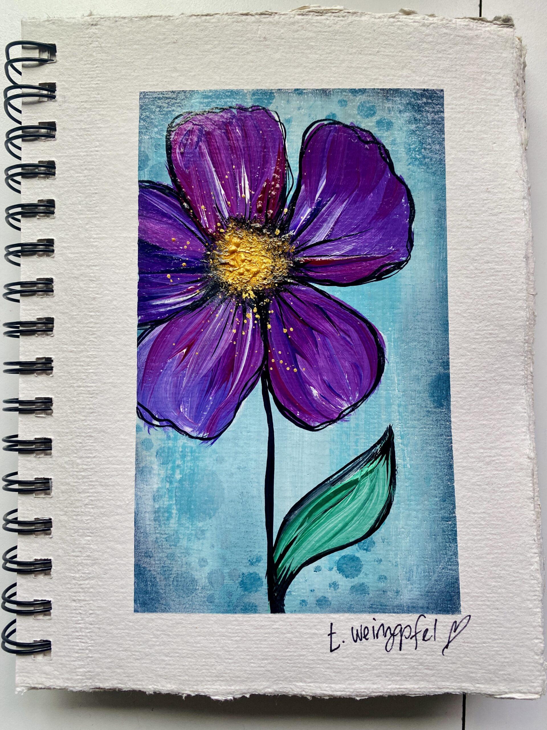 purple pansy art journal
