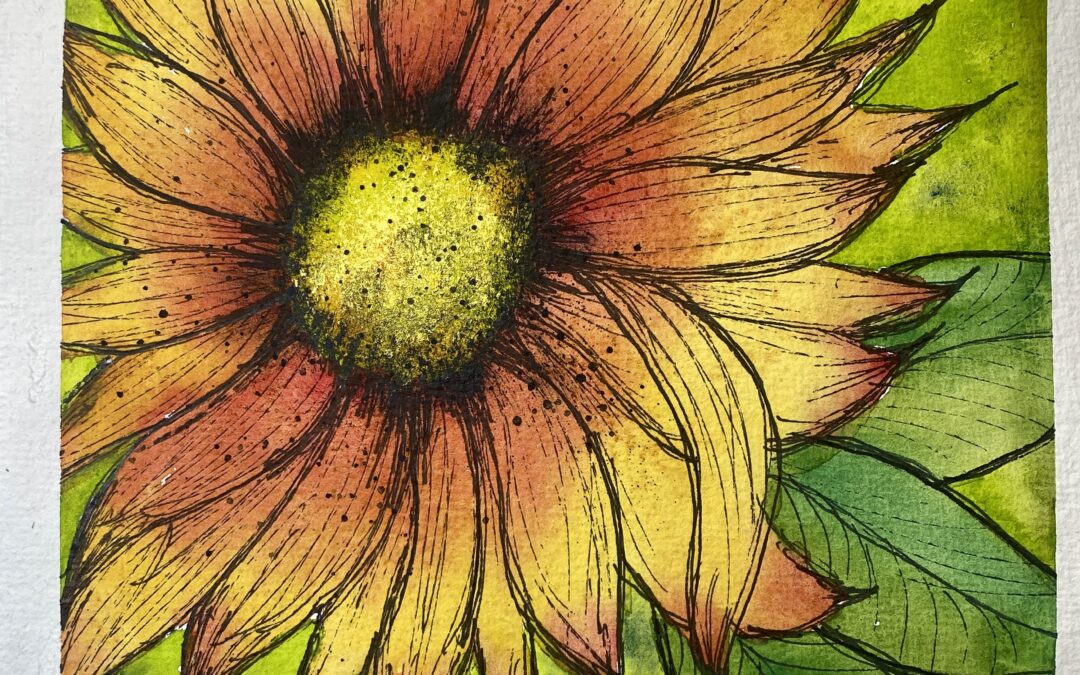sunshine flower watercolor art