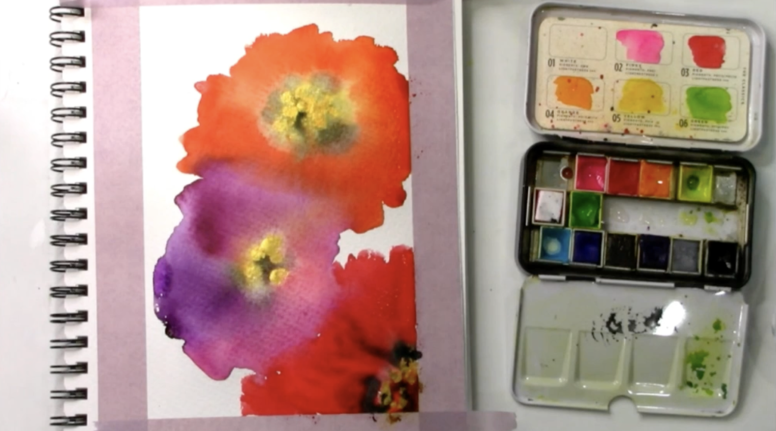 first step of flower painting