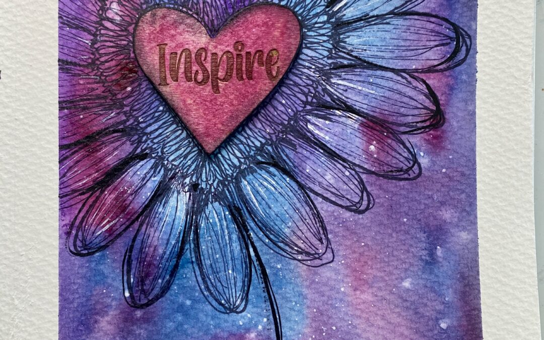 heart flower art journal page