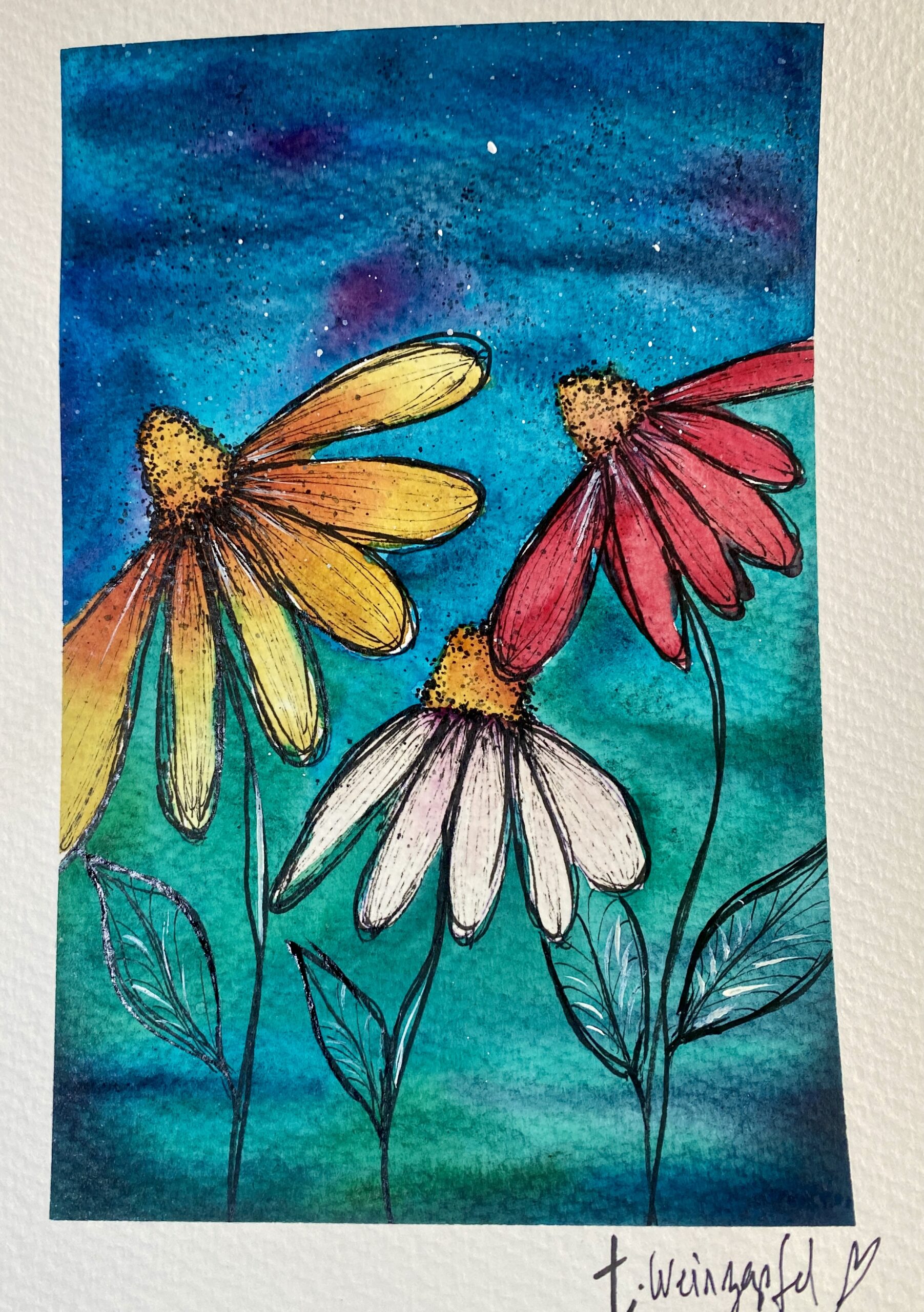 nightfall blooms finished watercolor