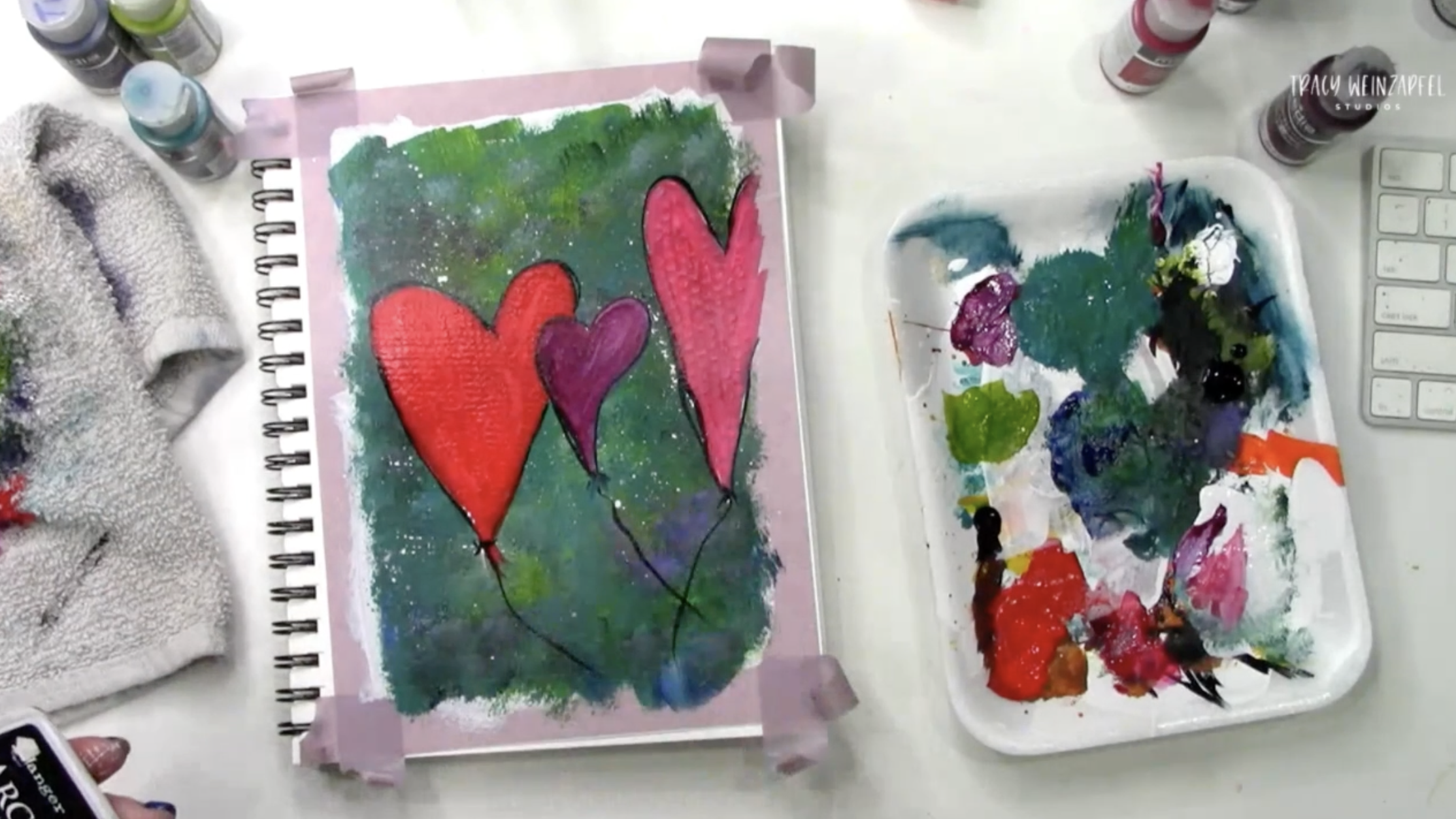 painting hearts with acrylic paint
