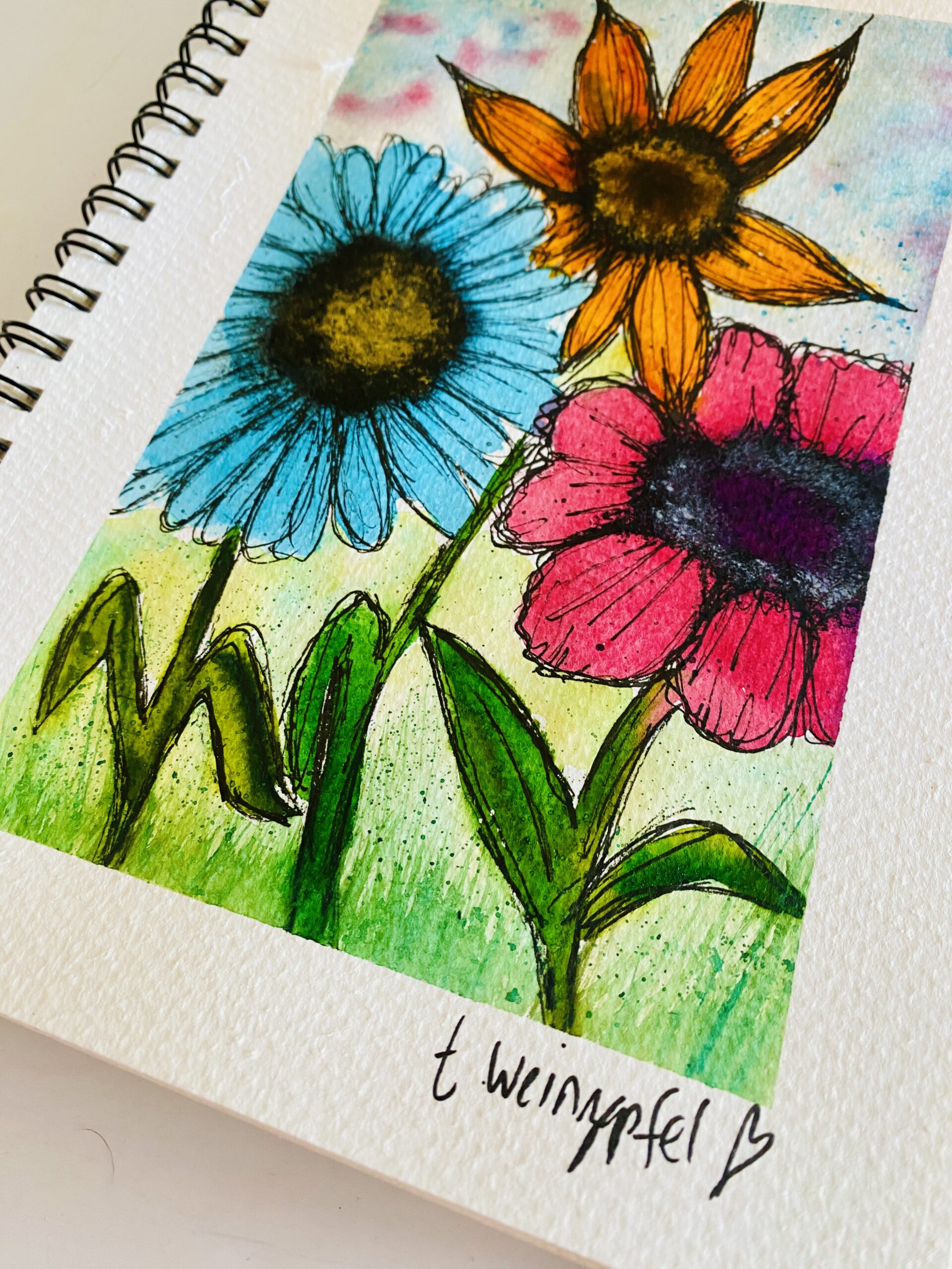 watercolor and acrylic painting flowers