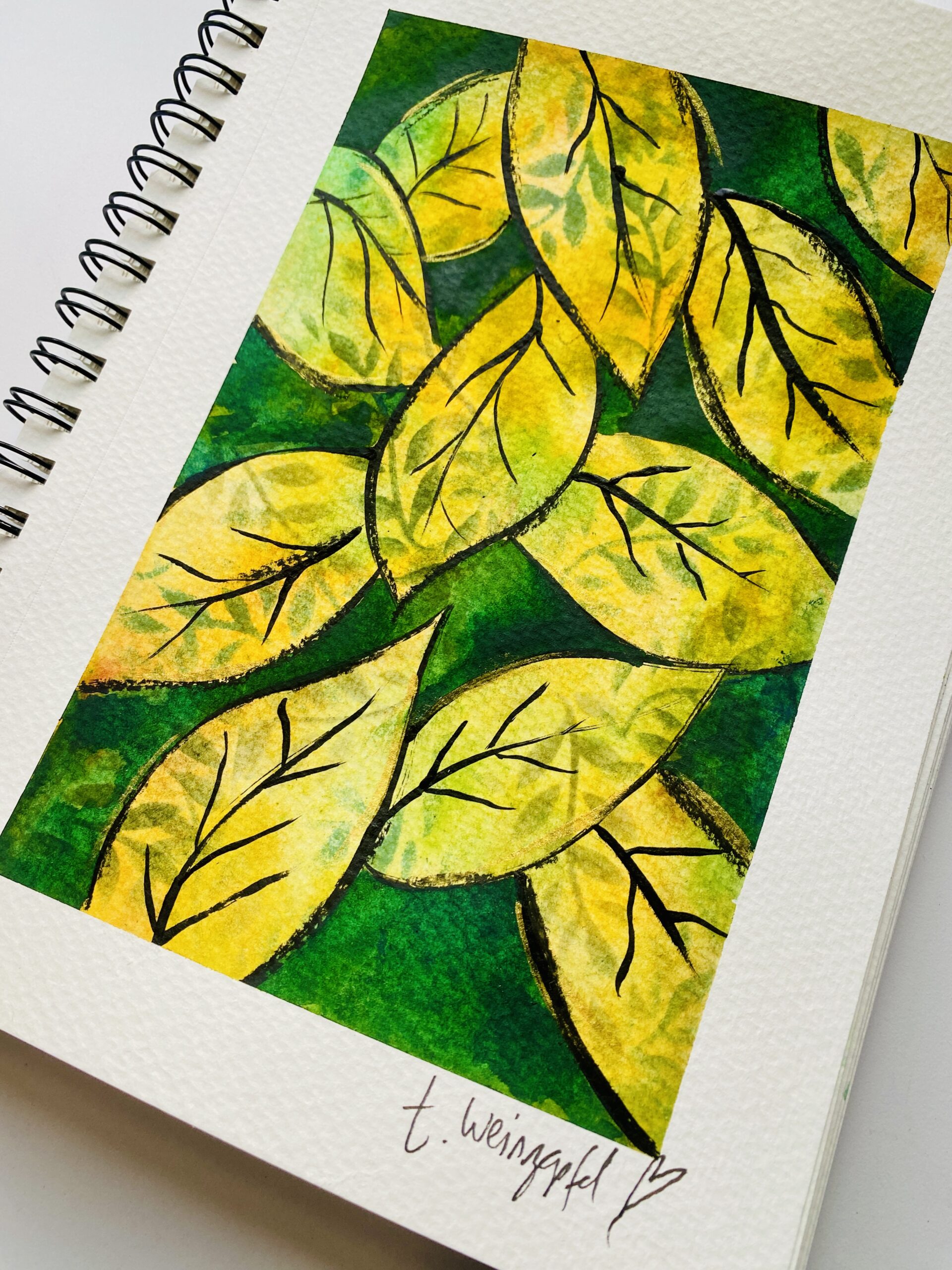 finished leaf watercolor painting