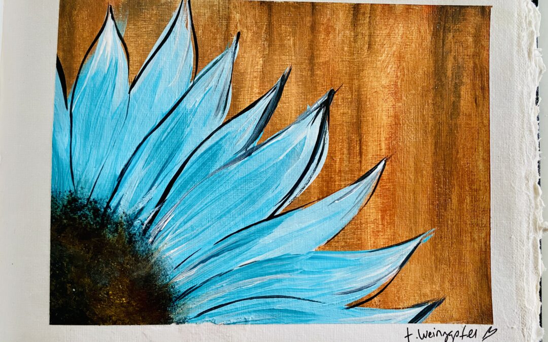 blue flower art journal tutorial