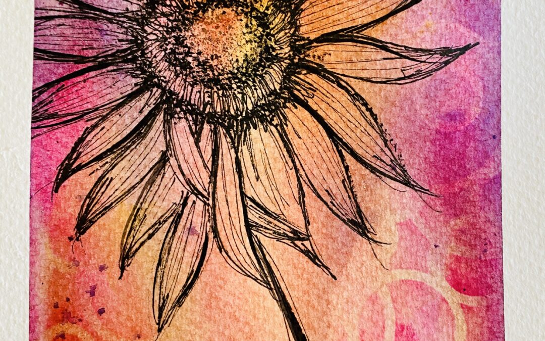 colorful watercolor flower art tutorial
