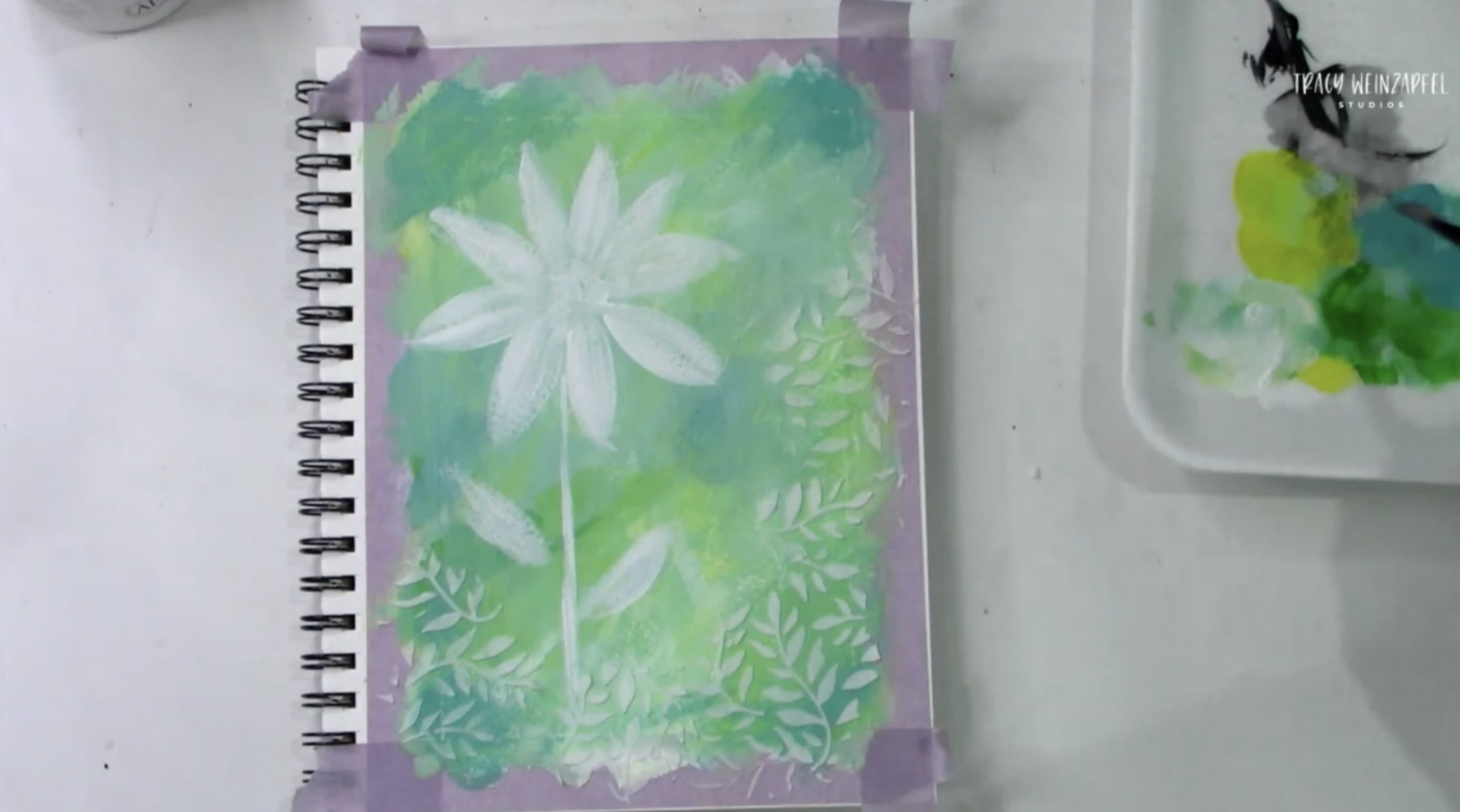 painting a mixed media flower