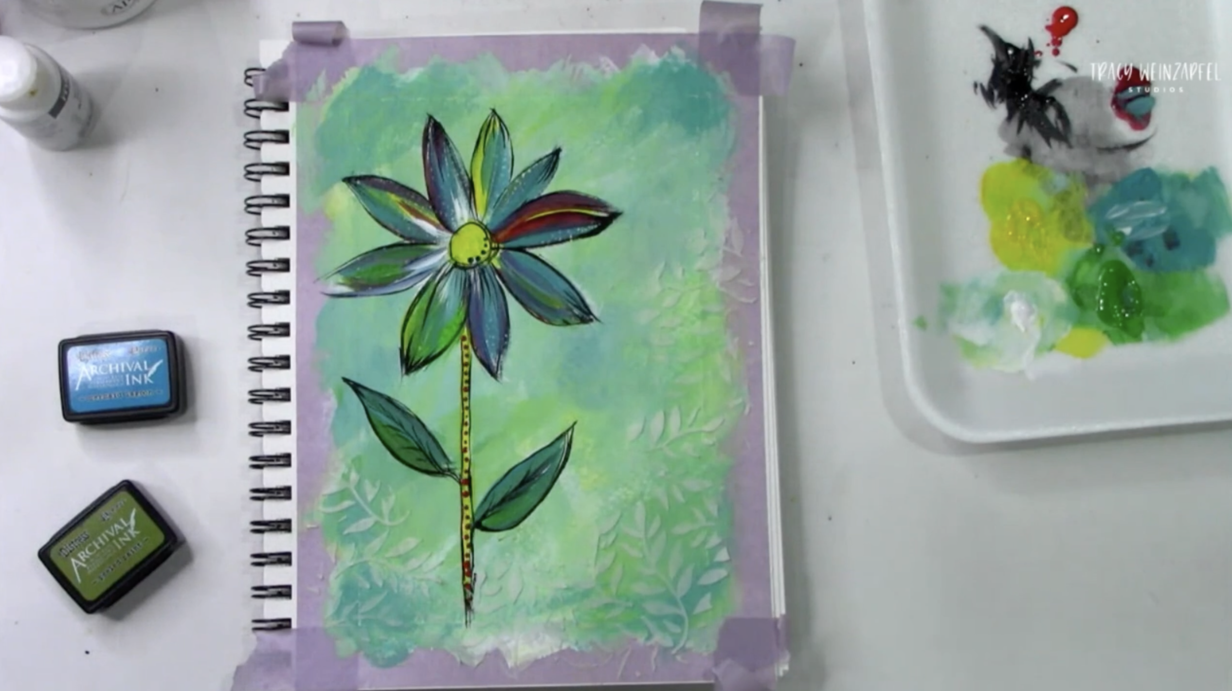 mixed media flower art