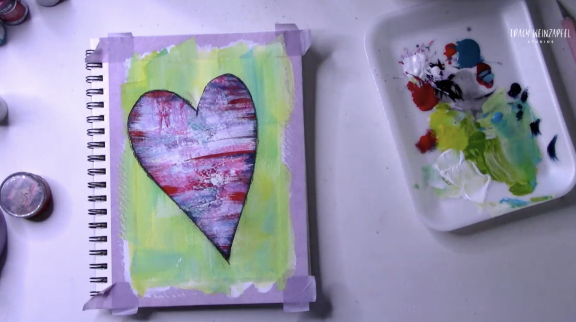 mixed media heart in art journal