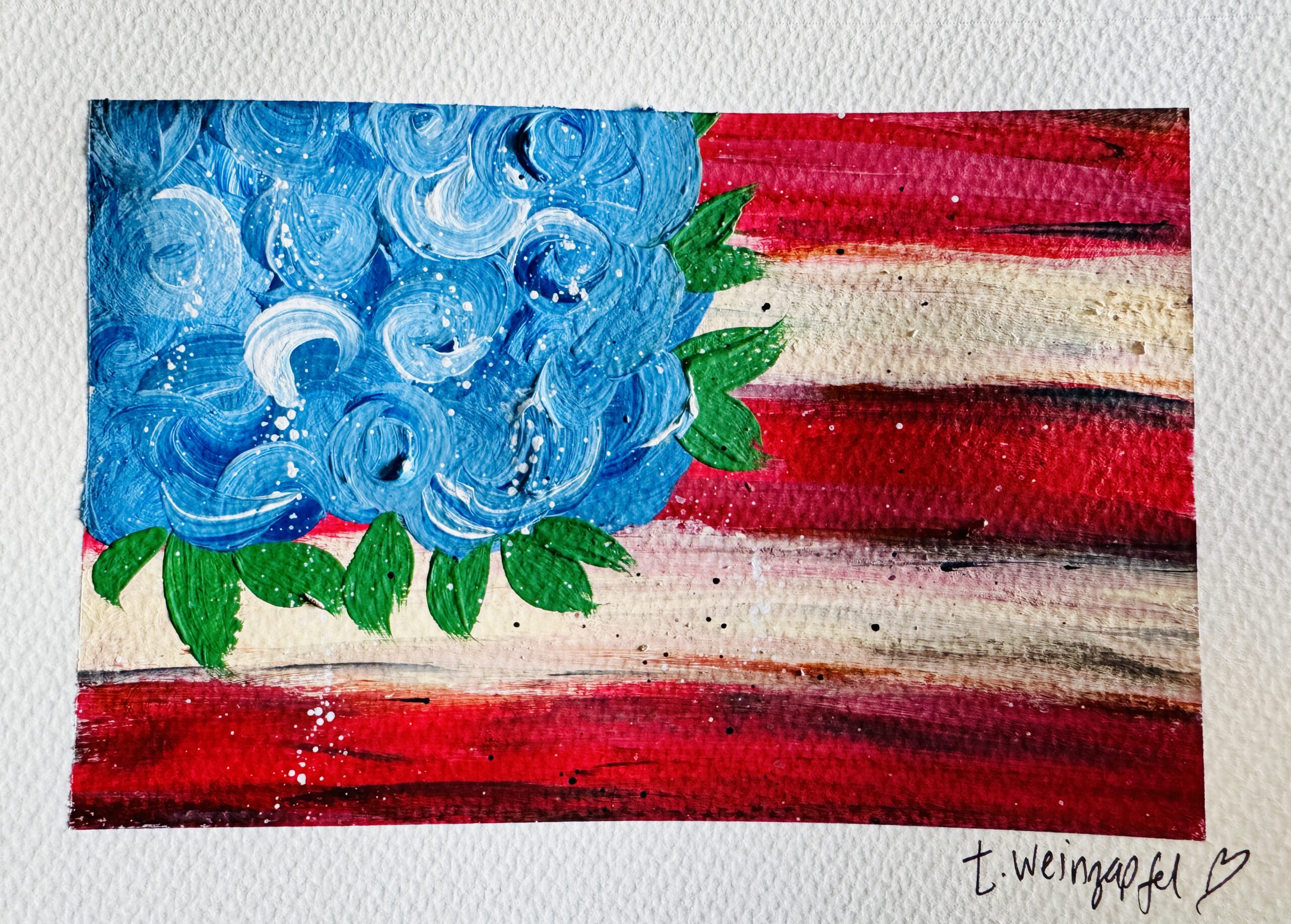 american flag mixed media art journal page