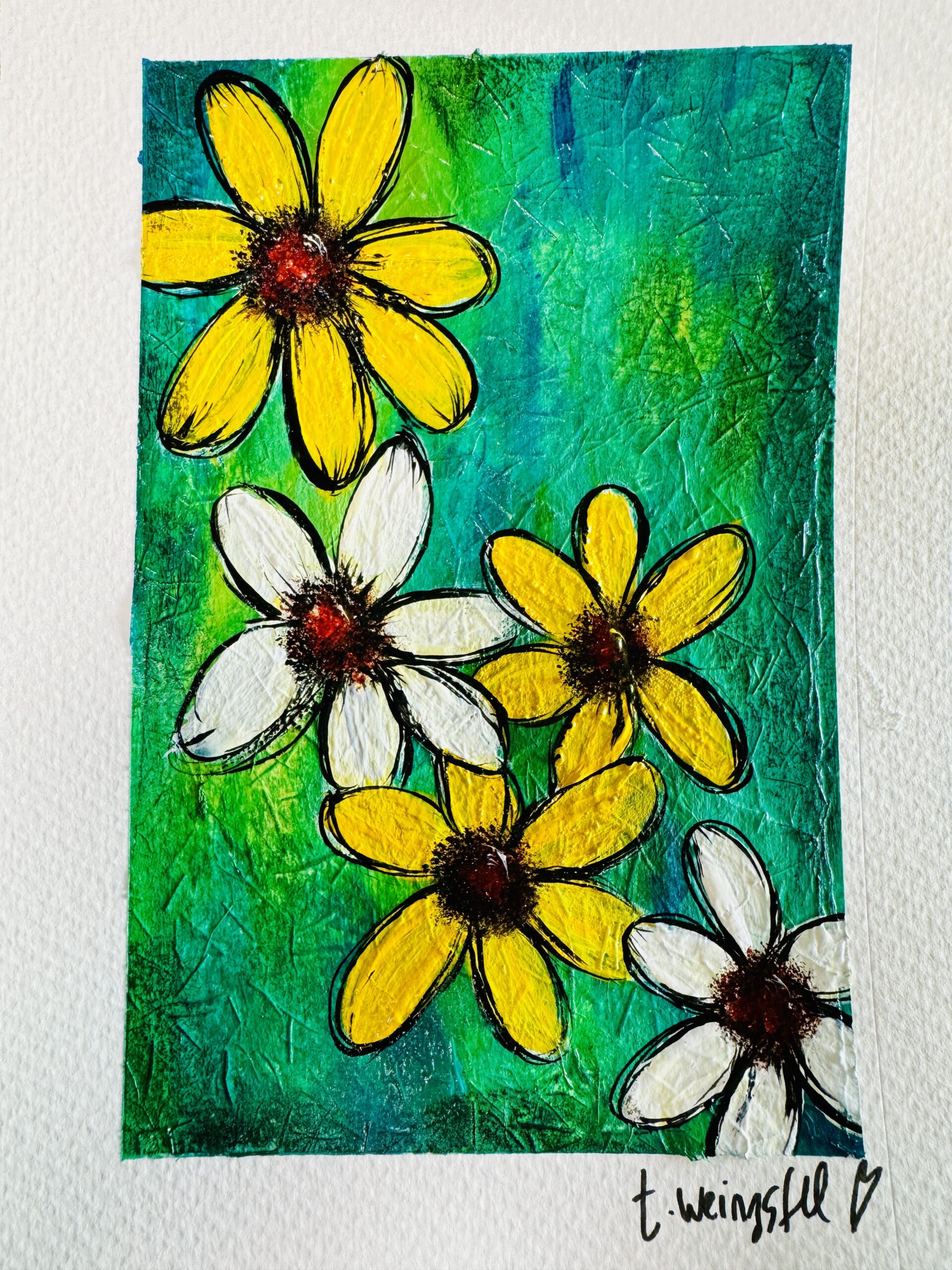 daisy flower art journal page