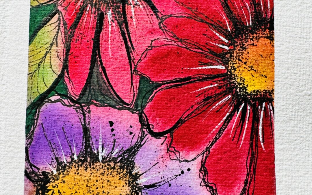 watercolor flowers art journal