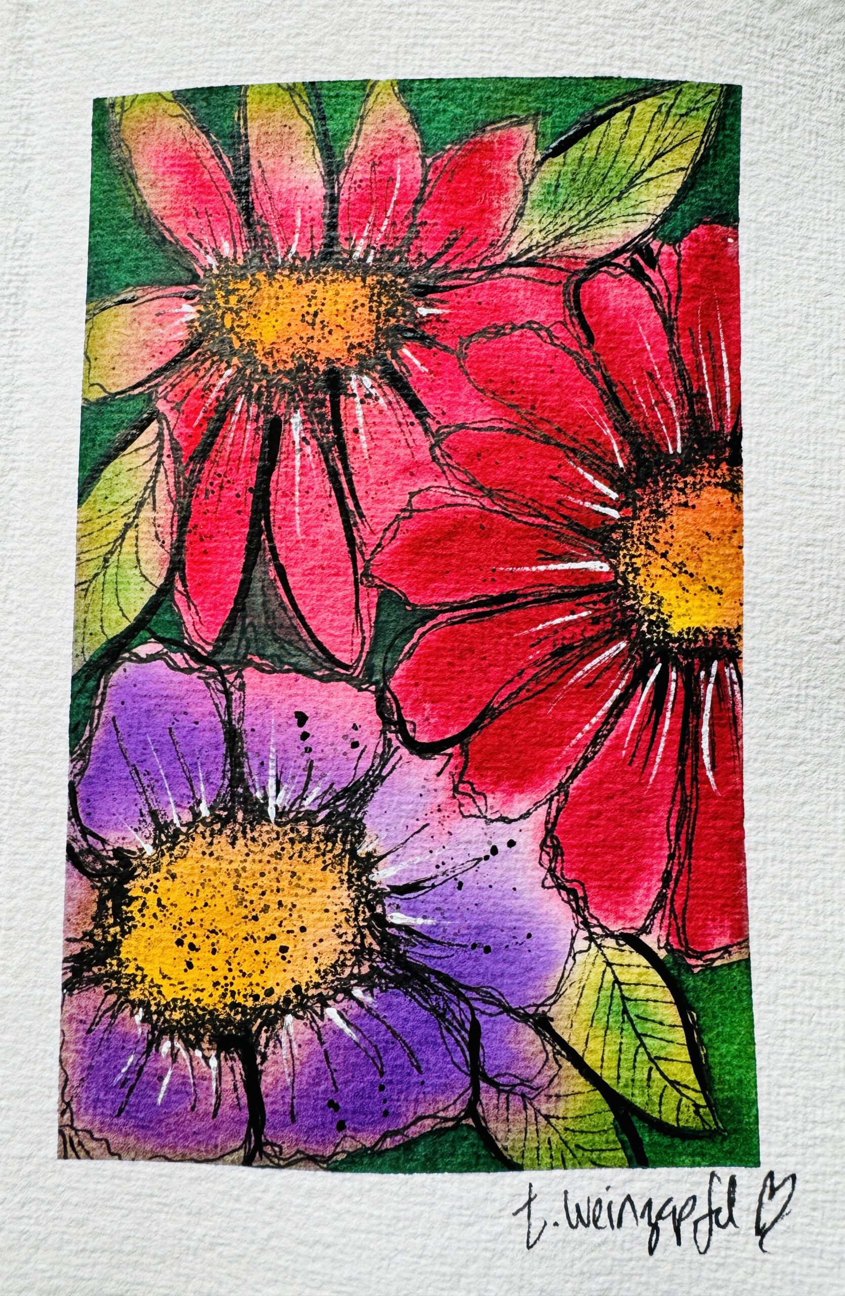 watercolor flowers art journal