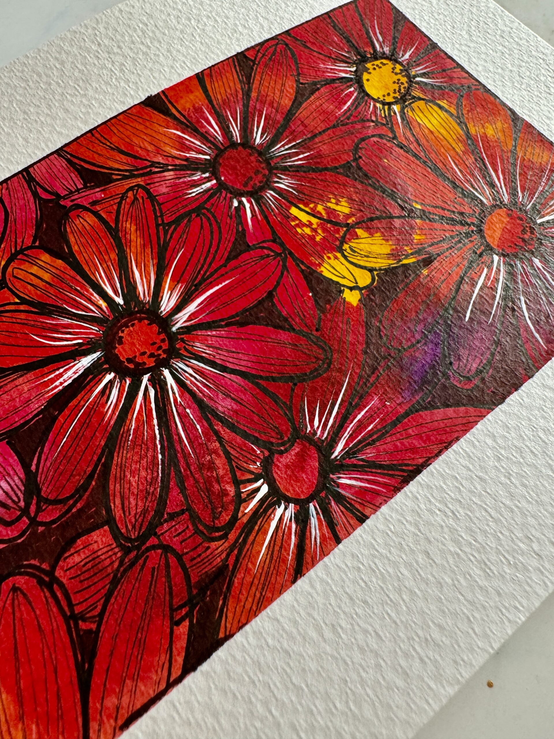 finished art journal flowers