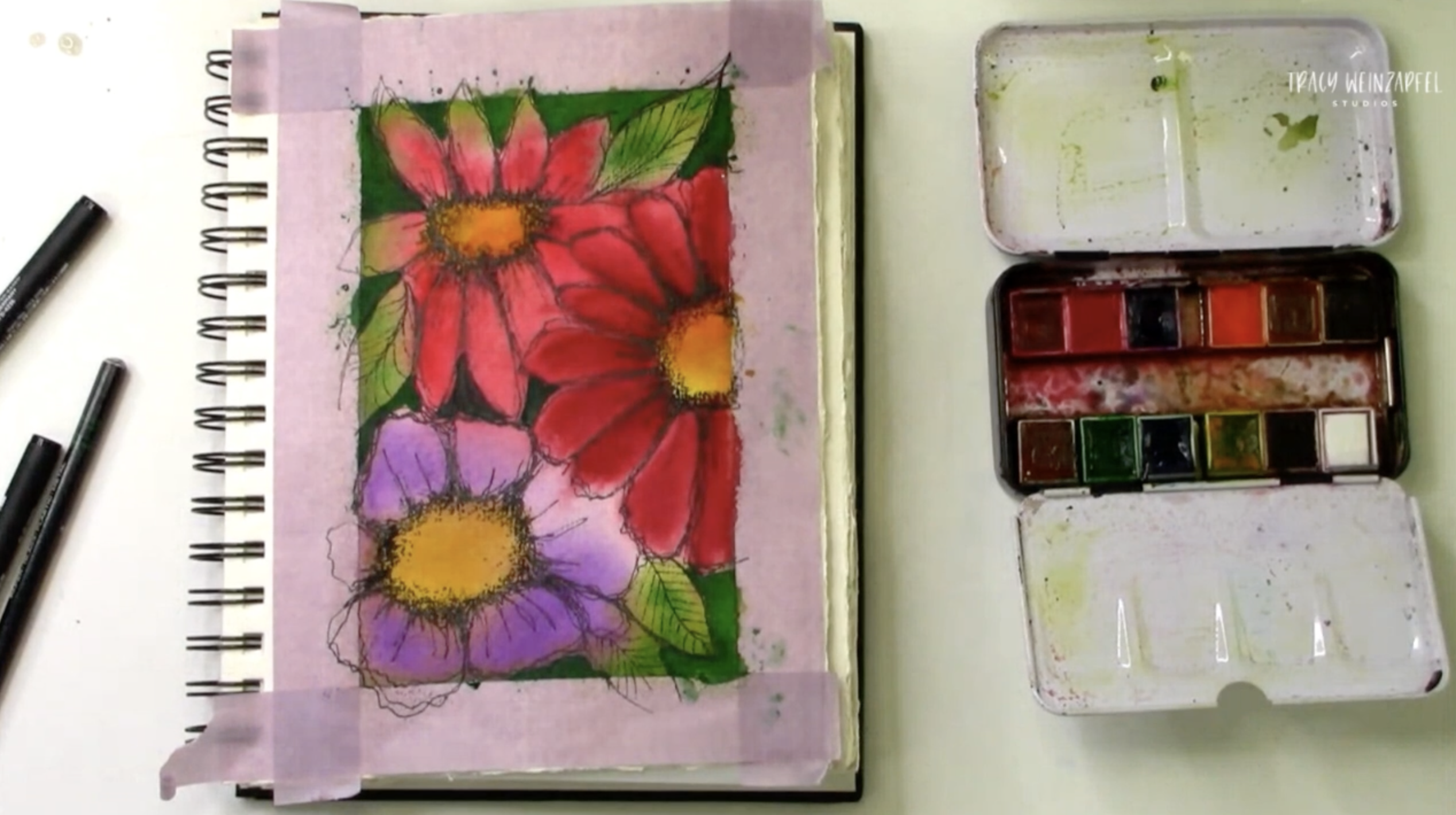 flower details in art journal