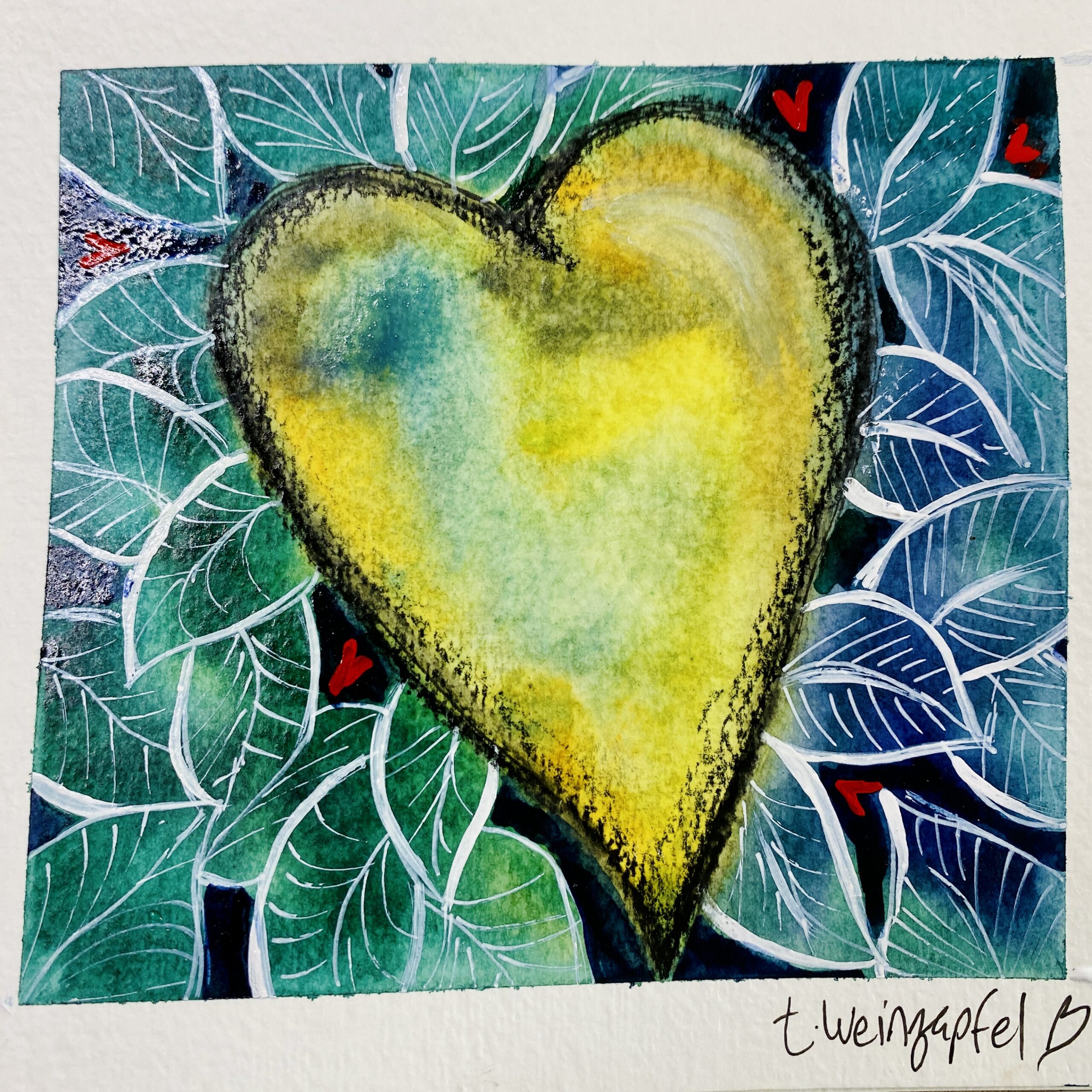 heart watercolor art journal page