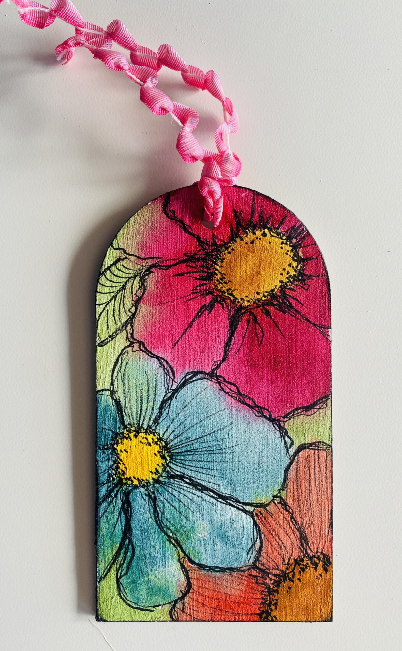 watercolor wooden tag